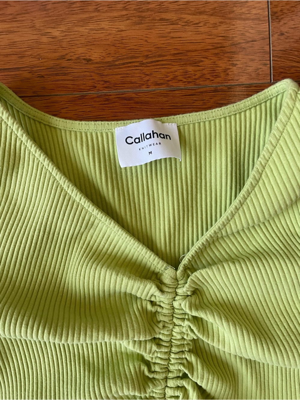 Callahan Lime Green Ruched Ribbed Top - Picture 2 of 2